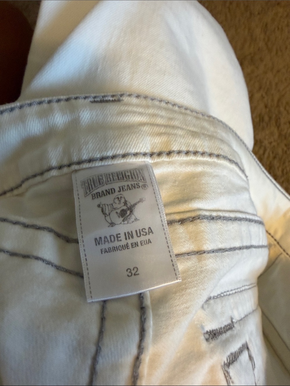 True Religion White Flare Jeans with Branded Pocket Detail - Picture 4 of 4